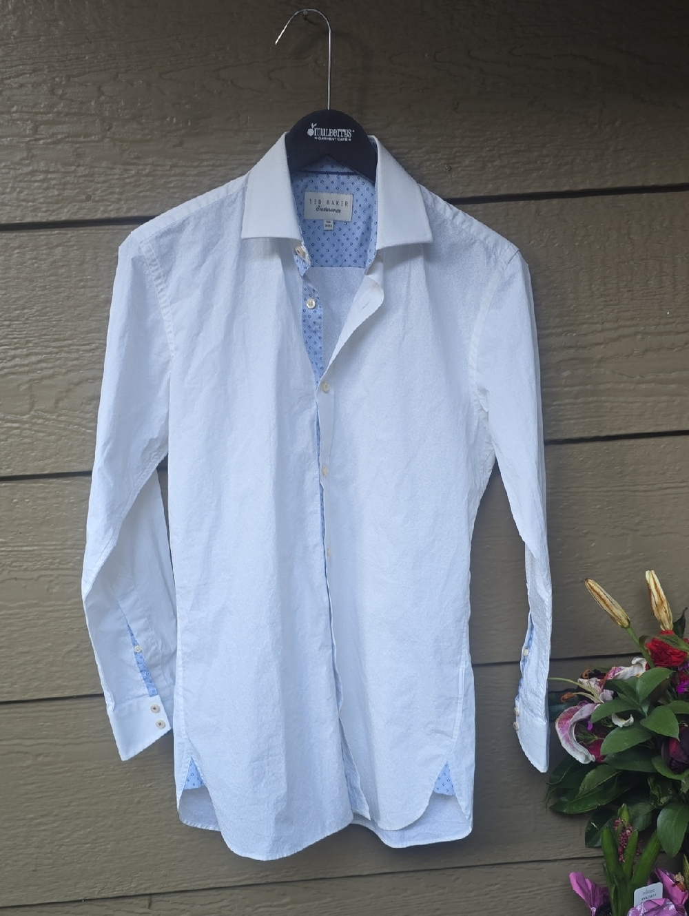 Ted baker endurance white print button down dress shirt 14.5